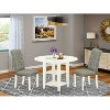 HomeStock 3-Piece Linen White Finish Round Solid Wood Top Dining Table Set - 2 of 4