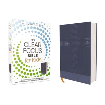Nirv, Clear Focus Bible for Kids (Help Kids with ADHD or Dyslexia Read with Confidence), Leathersoft, Blue - by  Zondervan (Leather Bound)