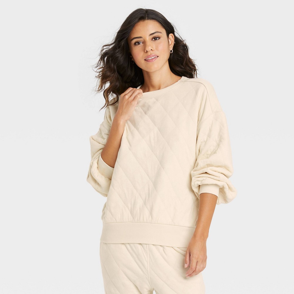 size medium Women's Quilted Sweatshirt - Universal Thread Cream, Ivory