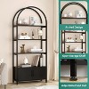 71.5" Arched Bookcase w/ Doors, 4-Tier Storage Shelf w/ Metal Frame for Living Room, Home Office, Black - 2 of 4