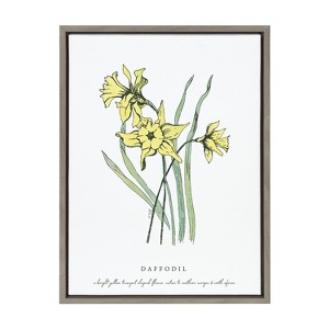 Kate and Laurel Sylvie Spring Daffodil Framed Canvas by Statement Goods, 18x24, Gray - 1 of 4