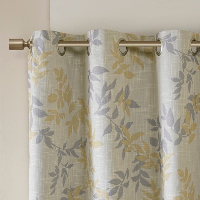 Yellow Botanical Blackout Grommet Curtain Panel, 50" x 95"