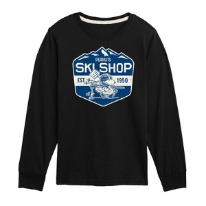 Boys' - Peanuts - Snoopy and Woodstock Ski Shop Long Sleeve Graphic T-Shirt - 1 of 4