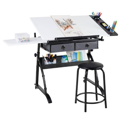 Core Craft Table with Adjustable Top and Metal Storage
