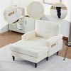Okak Modern Small Chenille Fabric Single Sofa Lounge Recliner for Living Room Bedroom,Rest Chair Sleeper Sofa with Comfy Backrest & Armrests - 2 of 4