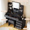 Vanity Desk with Mirror & Lights, Makeup Vanity Table with 6 Drawers, Shelves & Stool, 3-Color Lighting - 4 of 4