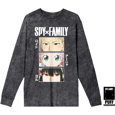 Spy X Family Forger Family Poster Art Crew Neck Long Sleeve Black Adult  Tee-Small