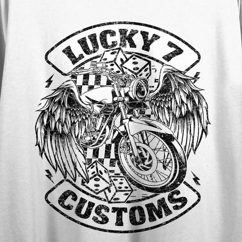 Lucky 7 Customs Motorcycle & Dice Women's Tofu Crop Tee, 2 of 3