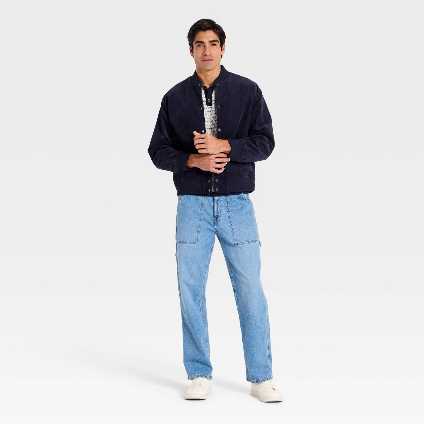Мужская куртка Goodfellow & Co Corduroy Bomber, цвет: Тёмно-синий — фото 3
