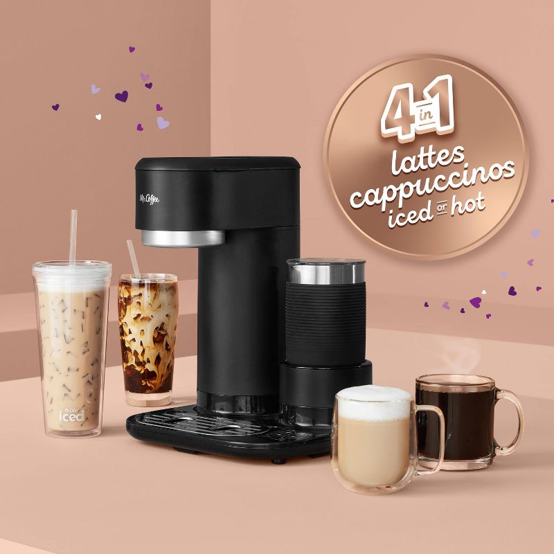Mr. Coffee 4-in-1 Single-Serve Latte, Iced, and Hot Coffee Maker with Milk Frother and Tumbler Black, 3 of 12