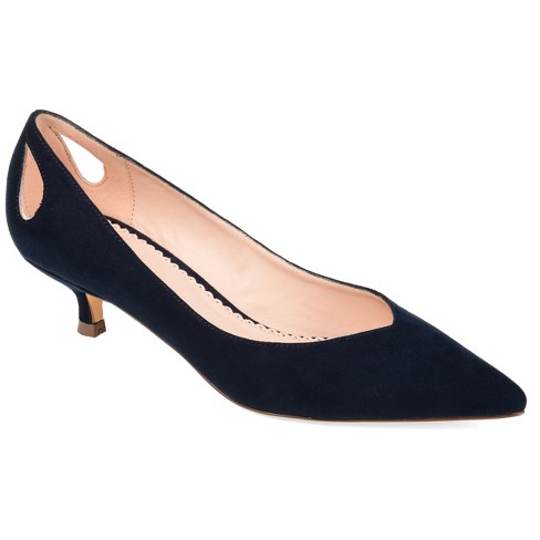 Journee Collection Womens Goldie Pointed Toe Kitten Heel Pumps Navy 12 :  Target