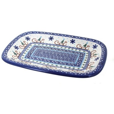 Blue Rose Polish Pottery 120 Vena Medium Rectangular Serving Platter
