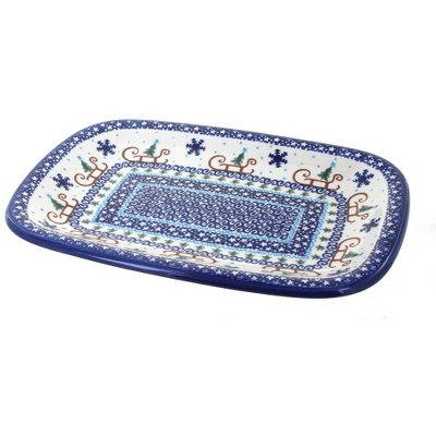 Blue Rose Polish Pottery Noel Nights Medium Rectangular Serving Dish