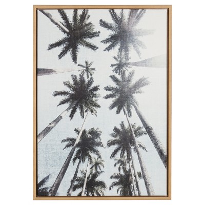 Palm Trees Framed Canvas Art Natural (33"x23") - Uniek