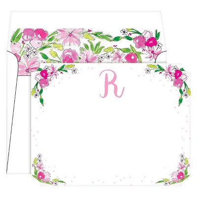 10ct Die-Cut Social Set Floral Crest Monogram - R