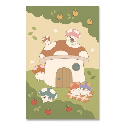 Denik Smoko Mushroom Garden Layflat Notebook - Green/Tan/Red Cover - 8" x 5" - 72 Sheets