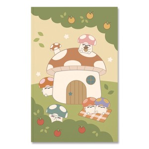 Denik Smoko Mushroom Garden Layflat Notebook - Green/Tan/Red Cover - 8" x 5" - 72 Sheets - 1 of 1