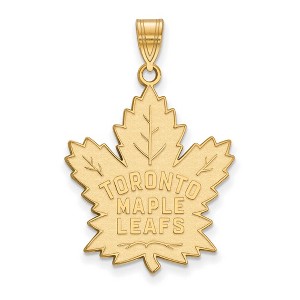 Black Bow Jewelry 14k Yellow Gold Plated Sterling Silver Toronto Maple Leafs NHL Extra Large Pendant - 1 of 3