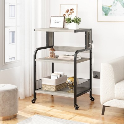 Whizmax Printer Stand with Charging Station, 3 Tier Office Rolling Printer Stand with Wheels,End Table for Home Office, Fax Machines, Scanners