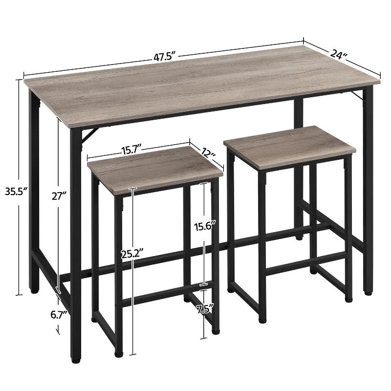 Yaheetech Industrial Counter Height Table Set for Dining Room, 3 of 8
