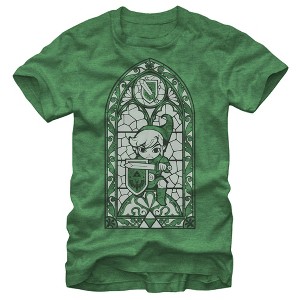 Men's Nintendo Legend of Zelda Gray Grayscale Stained Glass T-Shirt - 1 of 3