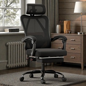 Mshliw Ergonomic Mesh Office Chair with Footrest, Adjustable Headrest & Lumbar Support, High-Back Reclining Computer Desk Chair for Home Office - 1 of 4