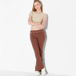 Women's Hello Kitty & Friends Graphic Yoga Pants - Brown - 1 of 3
