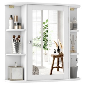 Tangkula Bathroom Wall Cabinet with Mirror Mirrored Medicine Cabinet with 6 Open & 4 Interior Shelves - 1 of 4