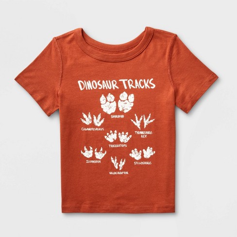 Toddler Girls' Adaptive Dino Tracks Short Sleeve T-shirt - Cat & Jack™  Chestnut Brown 5t : Target