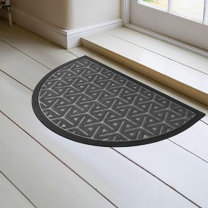 Evideco French Home Goods Half-Round Outdoor Door Mat Wilson- Heavy Duty Polyester, Non-Slip, Low Profile - 1 of 4