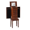 Powell Wylie Traditional Wood 6 Lined Drawer Jewelry Armoire Cherry Red: Freestanding, Mirror, Felt-Lined, Pewter Hardware - 3 of 4