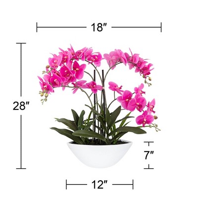 Elegant Real Touch 16" Pink Orchid in White Ceramic Pot