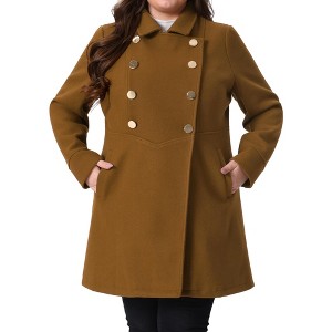 Agnes Orinda Women's Plus Size Winter Fashion Double Breasted with Pockets Warm Pea Coats - 1 of 4