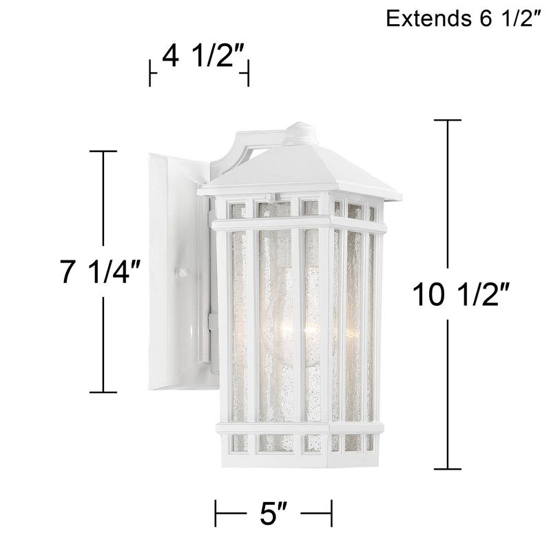 Kathy Ireland Sierra Craftsman Mission Outdoor Wall Light Fixture White 10 1/2" Frosted Seeded Glass for Post Exterior Barn Deck House Porch Yard Home, 4 of 8