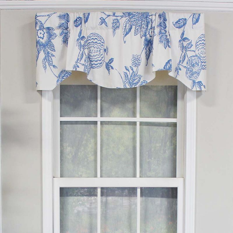RLF Home Natalie Bell Floral Print Extra Wide Window Treatment Valance 3" Rod Pocket 65" x 16" Cyan Blue, 2 of 4