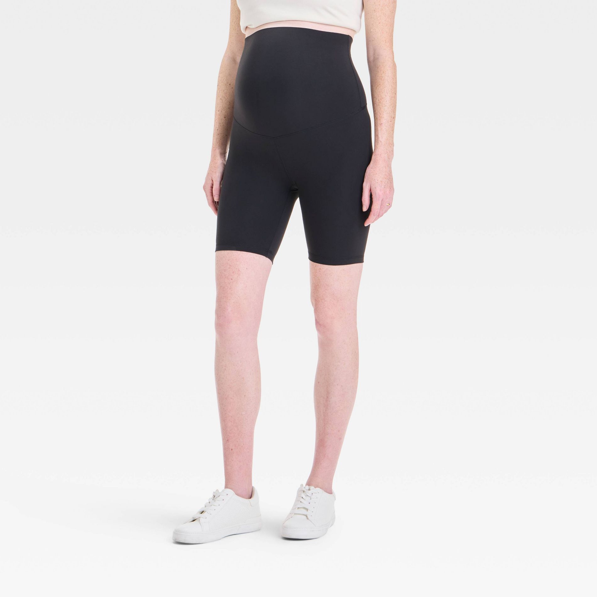 Over Belly High-Rise Active Maternity Bike Shorts - Isabel Maternity by Ingrid & Isabel™ Black S: Recycled Polyester, Spandex, Slim Fit