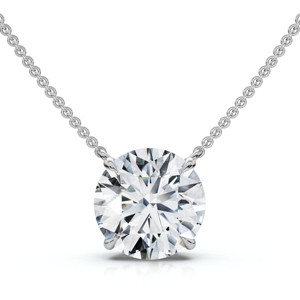 Pompeii3 1 1/2Ct Floating Solitaire Diamond Pendant 14k Gold Women's 18" Chain Lab Created - 1 of 4