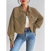 Women's Corduroy Jacket Casual Button Shirt Jacket Stand Collar Short Coat Fall Spring Outerwear - 3 of 4