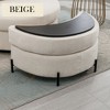 Hrinhom 32.7" W Half Moon Storage Ottoman,Modern Chenille Footstool with Metal Legs - 2 of 4