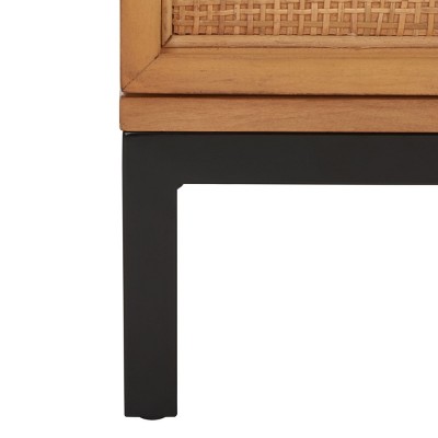 Natural Rattan and Black 3-Drawer Chest