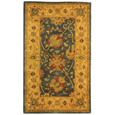 Elegant Antiquity Blue Wool 4' x 6' Hand-Tufted Area Rug