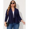 Women's Plus Size Blazer Notch Panel Work Business Casual Outfits Dressy Suit Jacket Peplum Blazers - 4 of 4