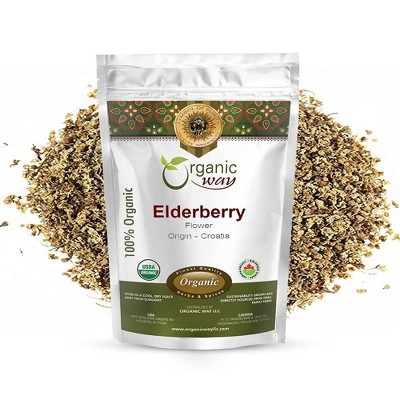 Organic Dried Elderberry Flower Cut & Sifted 8 Oz