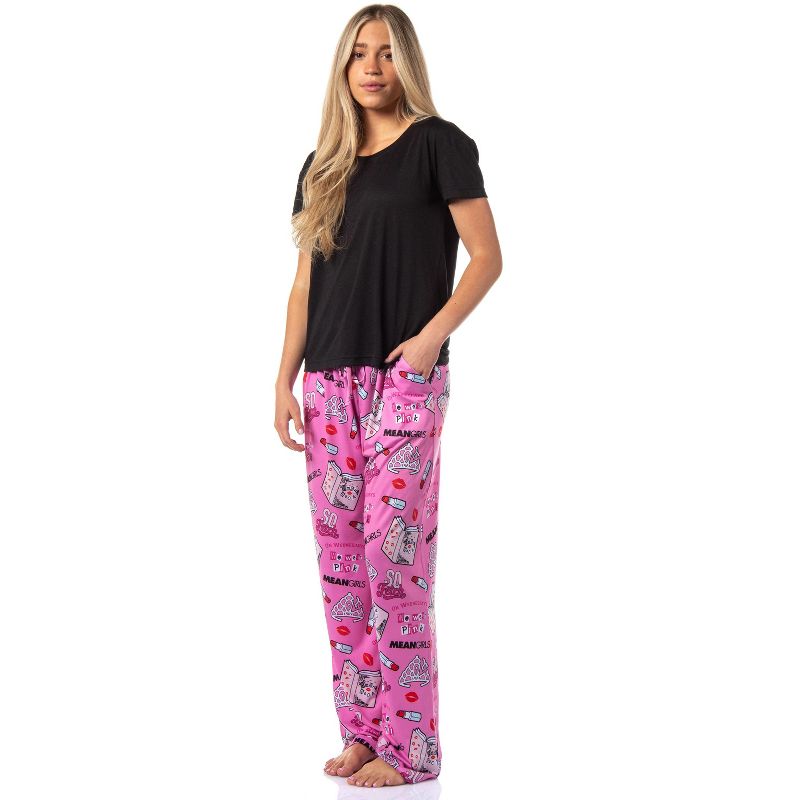 Mean Girls Women's Burn Book Icons and Movie Quotes Lounge Pajama Pants Pink, 2 of 5