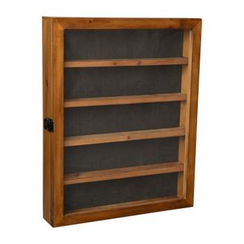 Flash Furniture Maverick Solid Pine Medals Display Case with Channel Grooved Removable Shelves