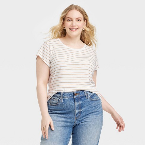 Striped Fitted Scoop-Neck Top