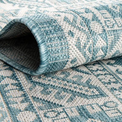 Aqua Medallion 9' x 12' Reversible Outdoor Rug