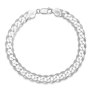 Steeltime unisex sterling silver diamond cut curb link chain bracelet. Color Options: Silver, Gold, Two-Tone - 1 of 3