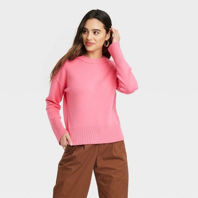 Women's Crewneck Spring Pullover Sweater - A New Day™ Pink M