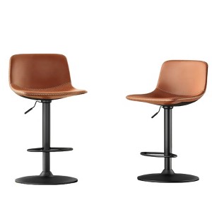 Fontoi Accent Chairs, Mid Century Modern Bar Stools Set of 2, Adjustable Counter Height Stools with Back for Kitchen Island, Brown, 16.9"*14.2"*33.8" - 1 of 4
